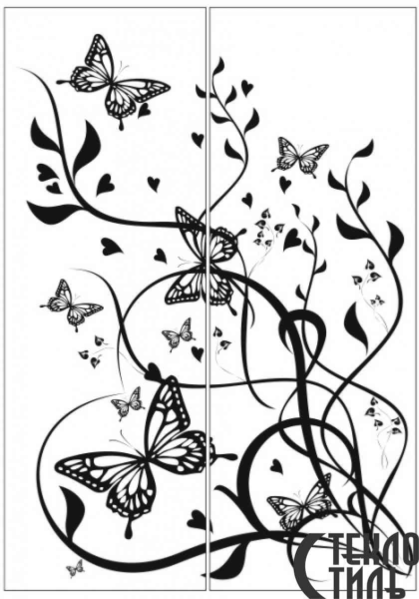 Растительный орнамент с бабочками
